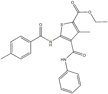 ethyl 4-(anilinocarbonyl)-3-methyl-5-[(4-methylbenzoyl)amino]thiophene-2-carboxylate 구조식 이미지