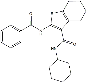 N-cyclohexyl-2-[(2-methylbenzoyl)amino]-4,5,6,7-tetrahydro-1-benzothiophene-3-carboxamide 구조식 이미지