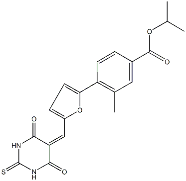 isopropyl 4-{5-[(4,6-dioxo-2-thioxotetrahydro-5(2H)-pyrimidinylidene)methyl]-2-furyl}-3-methylbenzoate 구조식 이미지