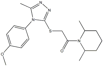 4-(3-{[2-(2,6-dimethyl-1-piperidinyl)-2-oxoethyl]sulfanyl}-5-methyl-4H-1,2,4-triazol-4-yl)phenyl methyl ether 구조식 이미지