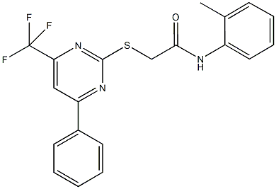 N-(2-methylphenyl)-2-{[4-phenyl-6-(trifluoromethyl)-2-pyrimidinyl]sulfanyl}acetamide Structure