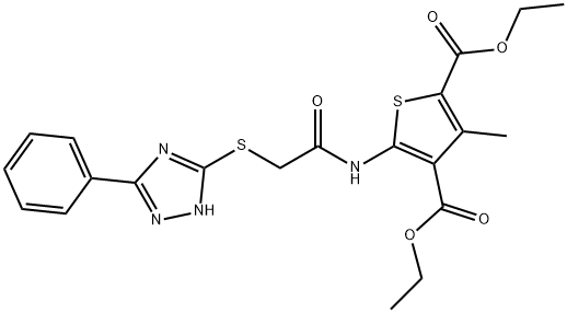 diethyl 3-methyl-5-({[(5-phenyl-4H-1,2,4-triazol-3-yl)sulfanyl]acetyl}amino)-2,4-thiophenedicarboxylate 구조식 이미지