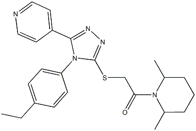 2-(2,6-dimethyl-1-piperidinyl)-2-oxoethyl 4-(4-ethylphenyl)-5-(4-pyridinyl)-4H-1,2,4-triazol-3-yl sulfide 구조식 이미지