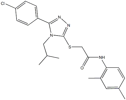 2-{[5-(4-chlorophenyl)-4-isobutyl-4H-1,2,4-triazol-3-yl]sulfanyl}-N-(2,4-dimethylphenyl)acetamide 구조식 이미지