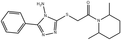 3-{[2-(2,6-dimethyl-1-piperidinyl)-2-oxoethyl]sulfanyl}-5-phenyl-4H-1,2,4-triazol-4-ylamine Structure