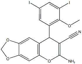 6-amino-8-(3,5-diiodo-2-methoxyphenyl)-8H-[1,3]dioxolo[4,5-g]chromene-7-carbonitrile 구조식 이미지