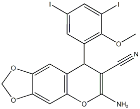 6-amino-8-(3,5-diiodo-2-methoxyphenyl)-8H-[1,3]dioxolo[4,5-g]chromene-7-carbonitrile Structure