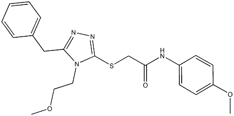 2-{[5-benzyl-4-(2-methoxyethyl)-4H-1,2,4-triazol-3-yl]sulfanyl}-N-(4-methoxyphenyl)acetamide 구조식 이미지