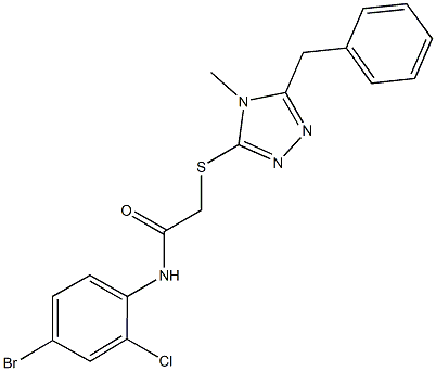 2-[(5-benzyl-4-methyl-4H-1,2,4-triazol-3-yl)sulfanyl]-N-(4-bromo-2-chlorophenyl)acetamide 구조식 이미지