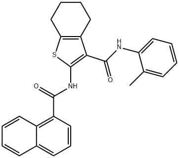 N-(2-methylphenyl)-2-(1-naphthoylamino)-4,5,6,7-tetrahydro-1-benzothiophene-3-carboxamide 구조식 이미지