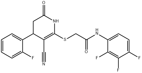 2-{[3-cyano-4-(2-fluorophenyl)-6-oxo-1,4,5,6-tetrahydro-2-pyridinyl]sulfanyl}-N-(2,3,4-trifluorophenyl)acetamide Structure