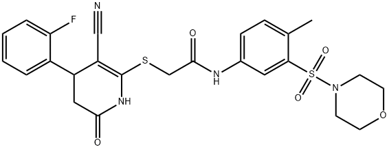 2-{[3-cyano-4-(2-fluorophenyl)-6-oxo-1,4,5,6-tetrahydro-2-pyridinyl]sulfanyl}-N-[4-methyl-3-(4-morpholinylsulfonyl)phenyl]acetamide Structure