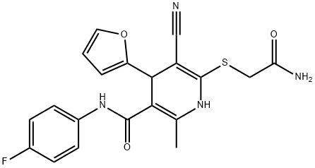 6-[(2-amino-2-oxoethyl)sulfanyl]-5-cyano-N-(4-fluorophenyl)-4-(2-furyl)-2-methyl-1,4-dihydro-3-pyridinecarboxamide Structure