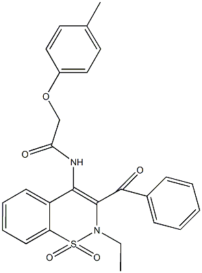 N-(3-benzoyl-2-ethyl-1,1-dioxido-2H-1,2-benzothiazin-4-yl)-2-(4-methylphenoxy)acetamide Structure