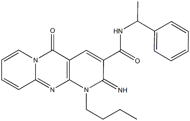 1-butyl-2-imino-5-oxo-N-(1-phenylethyl)-1,5-dihydro-2H-dipyrido[1,2-a:2,3-d]pyrimidine-3-carboxamide Structure