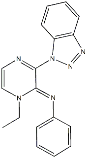 N-(3-(1H-1,2,3-benzotriazol-1-yl)-1-ethyl-2(1H)-pyrazinylidene)-N-phenylamine 구조식 이미지