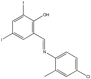 2-{[(4-chloro-2-methylphenyl)imino]methyl}-4,6-diiodophenol Structure