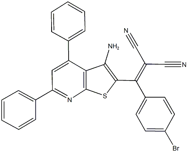 2-[(3-amino-4,6-diphenylthieno[2,3-b]pyridin-2-yl)(4-bromophenyl)methylene]malononitrile 구조식 이미지