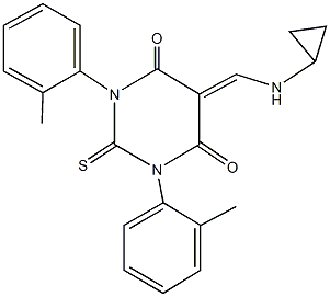 5-[(cyclopropylamino)methylene]-1,3-bis(2-methylphenyl)-2-thioxodihydro-4,6(1H,5H)-pyrimidinedione 구조식 이미지