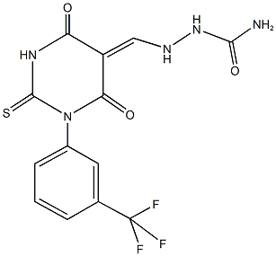 2-[(4,6-dioxo-2-thioxo-1-[3-(trifluoromethyl)phenyl]tetrahydro-5(2H)-pyrimidinylidene)methyl]hydrazinecarboxamide Structure
