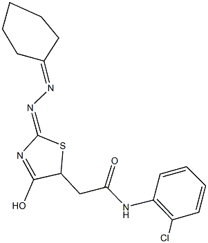 N-(2-chlorophenyl)-2-[2-(cyclohexylidenehydrazono)-4-hydroxy-2,5-dihydro-1,3-thiazol-5-yl]acetamide Structure