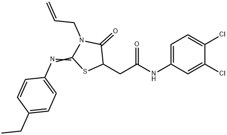 2-{3-allyl-2-[(4-ethylphenyl)imino]-4-oxo-1,3-thiazolidin-5-yl}-N-(3,4-dichlorophenyl)acetamide 구조식 이미지