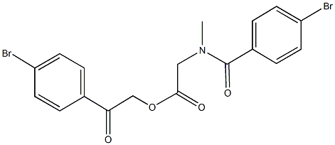 2-(4-bromophenyl)-2-oxoethyl [(4-bromobenzoyl)(methyl)amino]acetate Structure