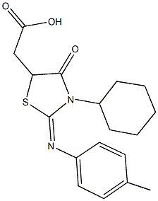 {3-cyclohexyl-2-[(4-methylphenyl)imino]-4-oxo-1,3-thiazolidin-5-yl}acetic acid 구조식 이미지