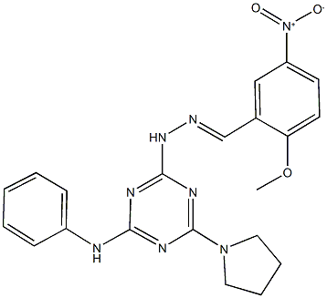 5-nitro-2-methoxybenzaldehyde [4-anilino-6-(1-pyrrolidinyl)-1,3,5-triazin-2-yl]hydrazone Structure