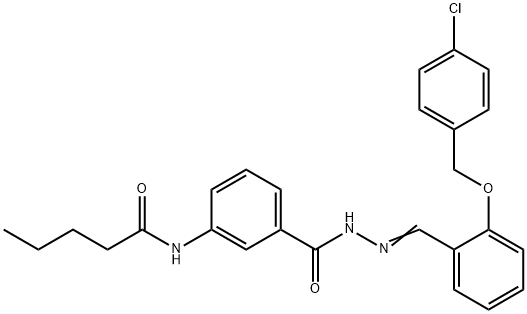 N-{3-[(2-{2-[(4-chlorobenzyl)oxy]benzylidene}hydrazino)carbonyl]phenyl}pentanamide 구조식 이미지