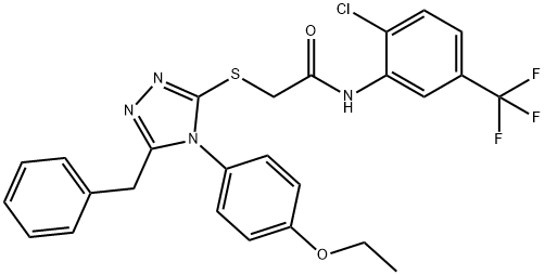 2-{[5-benzyl-4-(4-ethoxyphenyl)-4H-1,2,4-triazol-3-yl]sulfanyl}-N-[2-chloro-5-(trifluoromethyl)phenyl]acetamide Structure