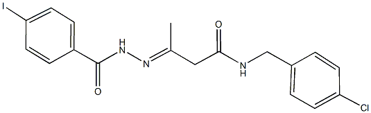 N-(4-chlorobenzyl)-3-[(4-iodobenzoyl)hydrazono]butanamide 구조식 이미지