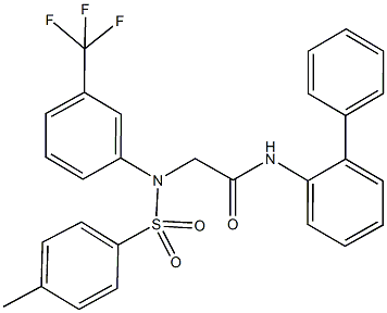 N-[1,1'-biphenyl]-2-yl-2-[[(4-methylphenyl)sulfonyl]-3-(trifluoromethyl)anilino]acetamide Structure