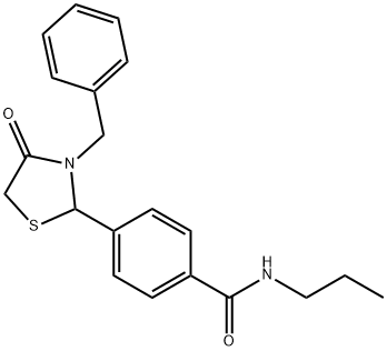 4-(3-benzyl-4-oxo-1,3-thiazolidin-2-yl)-N-propylbenzamide 구조식 이미지