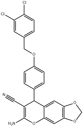 6-amino-8-{4-[(3,4-dichlorobenzyl)oxy]phenyl}-8H-[1,3]dioxolo[4,5-g]chromene-7-carbonitrile 구조식 이미지