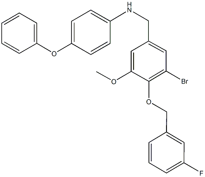 N-{3-bromo-4-[(3-fluorobenzyl)oxy]-5-methoxybenzyl}-N-(4-phenoxyphenyl)amine 구조식 이미지