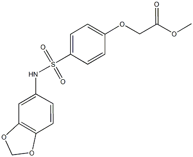 methyl {4-[(1,3-benzodioxol-5-ylamino)sulfonyl]phenoxy}acetate Structure