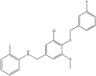 N-{3-chloro-4-[(3-fluorobenzyl)oxy]-5-methoxybenzyl}-N-(2-methylphenyl)amine 구조식 이미지