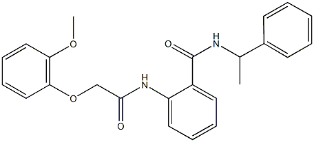 2-{[(2-methoxyphenoxy)acetyl]amino}-N-(1-phenylethyl)benzamide 구조식 이미지