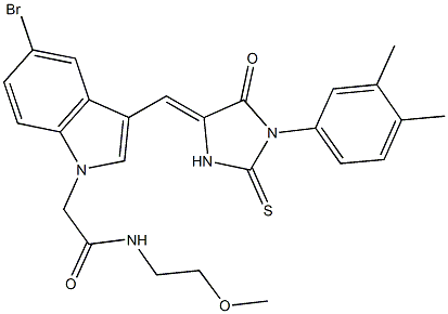 2-(5-bromo-3-{[1-(3,4-dimethylphenyl)-5-oxo-2-thioxo-4-imidazolidinylidene]methyl}-1H-indol-1-yl)-N-(2-methoxyethyl)acetamide Structure