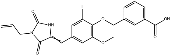 3-({4-[(1-allyl-2,5-dioxo-4-imidazolidinylidene)methyl]-2-iodo-6-methoxyphenoxy}methyl)benzoic acid 구조식 이미지