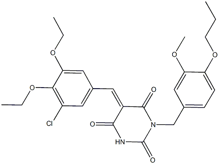 5-(3-chloro-4,5-diethoxybenzylidene)-1-(3-methoxy-4-propoxybenzyl)-2,4,6(1H,3H,5H)-pyrimidinetrione Structure