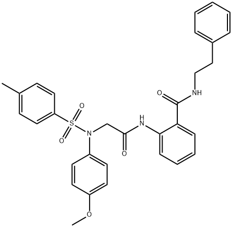 2-[({4-methoxy[(4-methylphenyl)sulfonyl]anilino}acetyl)amino]-N-(2-phenylethyl)benzamide Structure