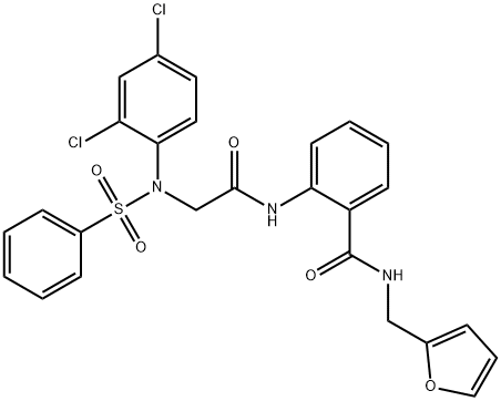 2-({[2,4-dichloro(phenylsulfonyl)anilino]acetyl}amino)-N-(2-furylmethyl)benzamide Structure