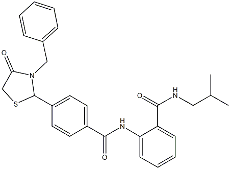 2-{[4-(3-benzyl-4-oxo-1,3-thiazolidin-2-yl)benzoyl]amino}-N-isobutylbenzamide 구조식 이미지