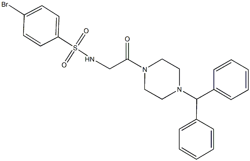 N-[2-(4-benzhydryl-1-piperazinyl)-2-oxoethyl]-4-bromobenzenesulfonamide 구조식 이미지