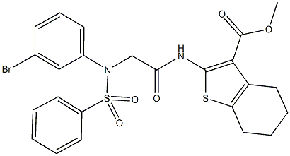 methyl 2-({[3-bromo(phenylsulfonyl)anilino]acetyl}amino)-4,5,6,7-tetrahydro-1-benzothiophene-3-carboxylate Structure