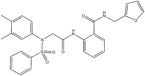 2-({[3,4-dimethyl(phenylsulfonyl)anilino]acetyl}amino)-N-(2-furylmethyl)benzamide Structure