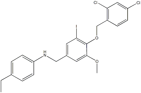 N-{4-[(2,4-dichlorobenzyl)oxy]-3-iodo-5-methoxybenzyl}-N-(4-ethylphenyl)amine 구조식 이미지