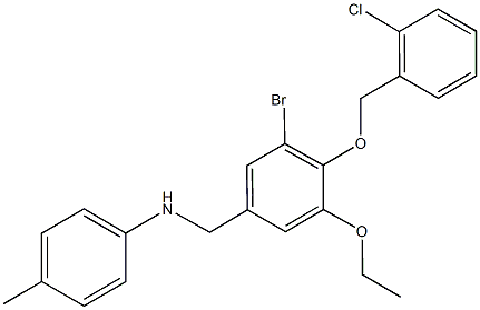 N-{3-bromo-4-[(2-chlorobenzyl)oxy]-5-ethoxybenzyl}-N-(4-methylphenyl)amine 구조식 이미지